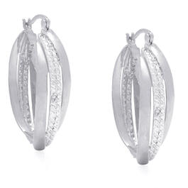 Accents by Gianni Argento Silver Diamond Accent Hoop Earrings