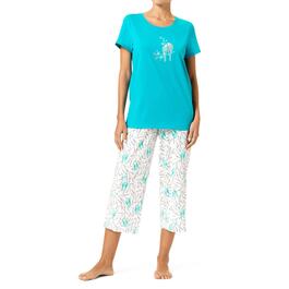 Womens HUE&#40;R&#41; Short Sleeve Birdie Buddies Tee & Capri Pajama Set