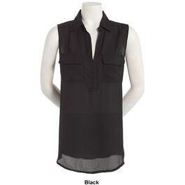 Plus Size Architect&#174; Sleeveless Point Collar Solid Blouse