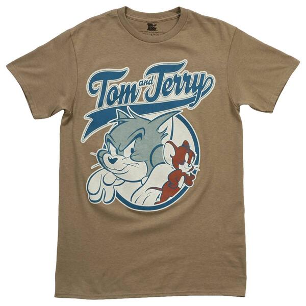 Young Mens Short Sleeve Tom and Jerry Graphic Tee - image 
