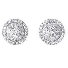 Sterling Silver & Cubic Zirconia Round Halo Earrings