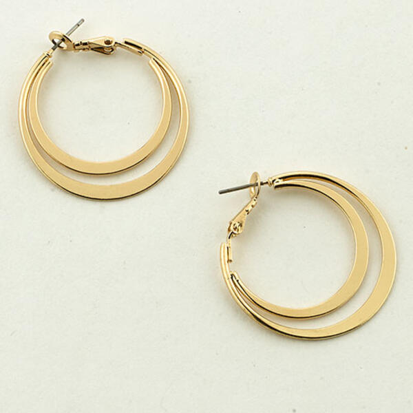Freedom Nickel Free Double Gold Hoop Earrings - image 