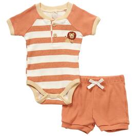 Baby Boy &#40;3-9M&#41; Liam & James Lion Stripe Bodysuit & Shorts Set