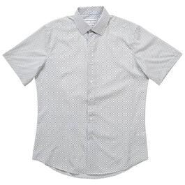Mens Christian Aujard Short Sleeve Geometric Dress Shirt - White