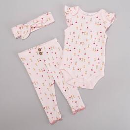 Baby Girl &#40;NB-9M&#41; Emily and Oliver&#40;R&#41; 3pc. Floral Rib-Knit Set