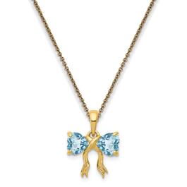 Gemstone Classics&#40;tm&#41; 14kt. Gold Topaz Bow Pendant Necklace