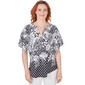 Womens Ruby Rd. Pattern Play Knit Puff Border Top - image 1