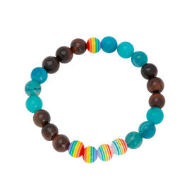 Gianni Argento Multi Color Rainbow Beaded Stretch Bracelet
