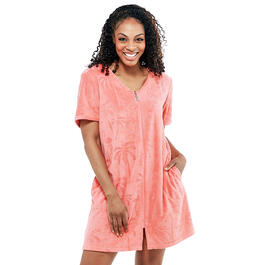 Womens Jasmine Rose Short Sleeve Flamingo Palm Tree Zip Robe