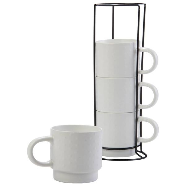 Azzure Set of 4 Stackable Embossed Dot Coffee Mugs - image 