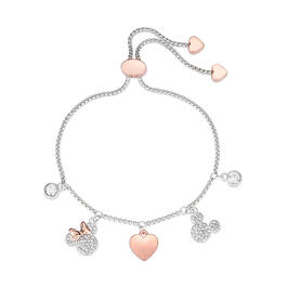 Shine Crystal Minnie and Mickey Charm Two-Tone Bolo Bracelet
