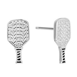 Athra Sterling Silver Crystal Pickleball Paddle Stud Earrings