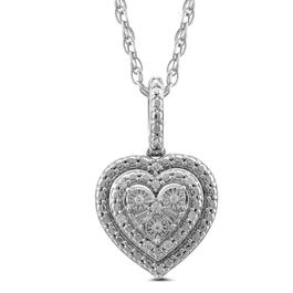 Sterling Silver 1/20cttw. Diamond Heart Pendant