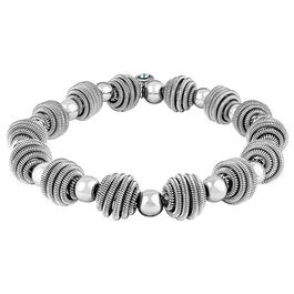 Roman Silver-Tone Jute Bead Stretch Bracelet