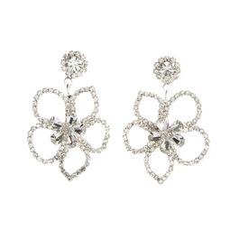 Rosa Rhinestones Open Flower Earrings