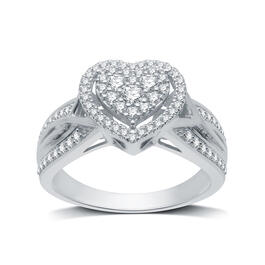 Nova Star&#40;R&#41; 1/2cttw. Lab Grown Diamond Heart Cluster Bridal Ring