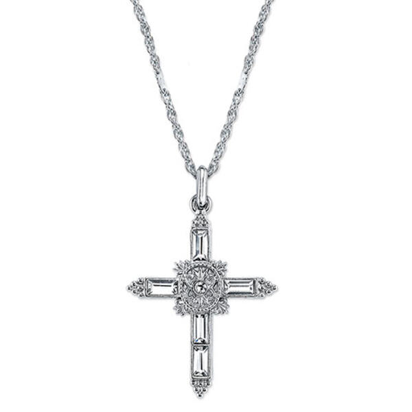 Symbols of Faith Clear Crystal Cross Necklace - image 