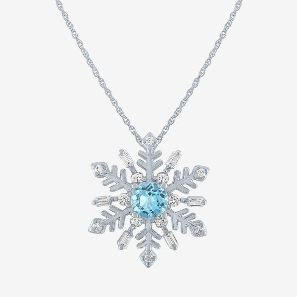 Gemstone Classics&#40;tm&#41; Blue Topaz & Sapphire Snowflake Pendant - image 