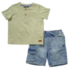 Toddler Boy For All Man Kind&#40;R&#41; Short Sleeve Top & Denim Shorts Set