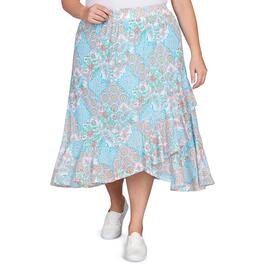 Plus Size Ruby Rd. Garden Variety Paisley Tile Pull On Skirt