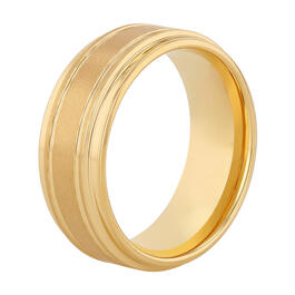 Mens Gentlemen&#8217;s Classics&#8482; Gold-Tone Tungsten 2 Stripe Ring