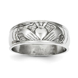 Gold Classics&#40;tm&#41; 14kt. White Gold Claddagh Band Ring