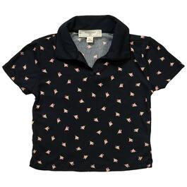 Girls &#40;7-16&#41; No Comment Floral Johnny Collar Tee