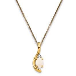 14kt. Yellow Gold Opal Diamond Pendant Necklace