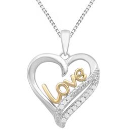 Gold-Plated .10ctw. Diamond Love Heart Pendant Necklace