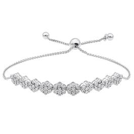 Diamond Classics(tm) 1/4ctw. Sterling Silver Flower Bolo Bracelet
