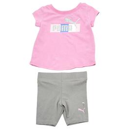 Baby Girl &#40;12-24M&#41; Puma&#40;R&#41; Short Sleeve Tee & Biker Shorts Set