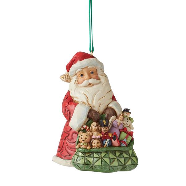 Jim Shore Worldwide Event Santa w/ Toy Bag Ornament - image 