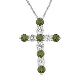 Gemstone Classics&#40;tm&#41; Green Spinel & White Sapphire Cross Pendant