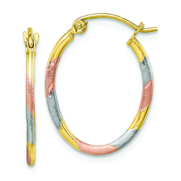 Gold Classics&#40;tm&#41; 10kt. & White & Rose Rhodium Hoop Earrings - image 
