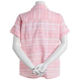 Womens Hasting & Smith Plaid Dobby Button Down-Orchid Pink