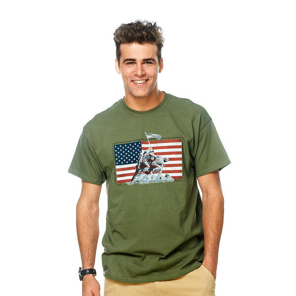 Mens Patriotic Brave & Mighty Short Sleeve Graphic T-Shirt - image 