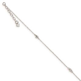 Gold Classics&#40;tm&#41; 14kt. White Gold Mirror Beaded 9in. Anklet