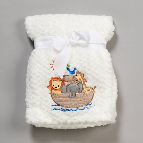 Heavenly Sent Noah''s Ark Applique Baby Blanket - image 