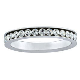 Athra Sterling Silver Channel Set Clear Crystal Band Ring