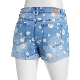 Juniors Poly Spandex High-Rise Daisy Denim Shorts