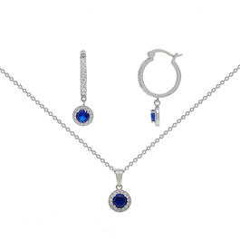 Gianni  Argento 2pc. Lab Sapphire Necklace and Earrings Set