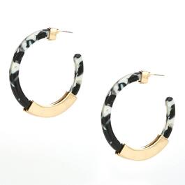 Ashley Cooper&#40;tm&#41; Gold Plated Resin Hoop Earrings w/ Casted Gold Bar
