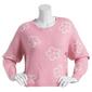 Juniors Plus No Comment Mossy Daisy Crew Neck Pullover Sweater - image 1