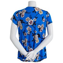 Womens NY Collection 3/4 Sleeve Knit Crepe Floral Blouse