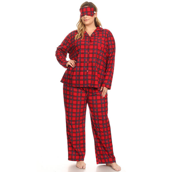 Plus Size White Mark 3pc. Red Plaid Pajama Set
