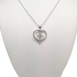 Accents by Gianni Argento Diamond Plated Heart Cross Pendant