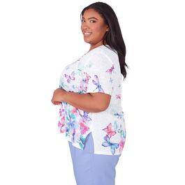 Plus Size Alfred Dunner Summer Breeze Butterfly Border Blouse
