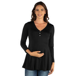 Womens 24/7 Comfort Apparel Flared Henley Tunic Maternity Top