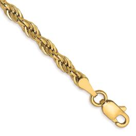 Gold Classics&#40;tm&#41; 3.0mm. 14kt. Semi Solid Rope Chain Bracelet