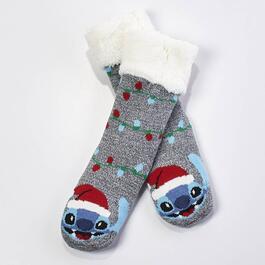 Womens Fuzzy Babba Christmas Lilo & Stich Slipper Socks